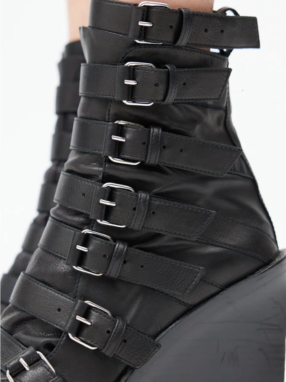 Ann Demeulemeester Black Strappy Leather Peep Toe Boot 37/7 RARE Original design - Picture 4 of 10
